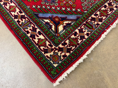 4’2”x13’3” Hand-Knotted Wool Joshaghan Persian Runner 4x13 Handmade Red Carpet