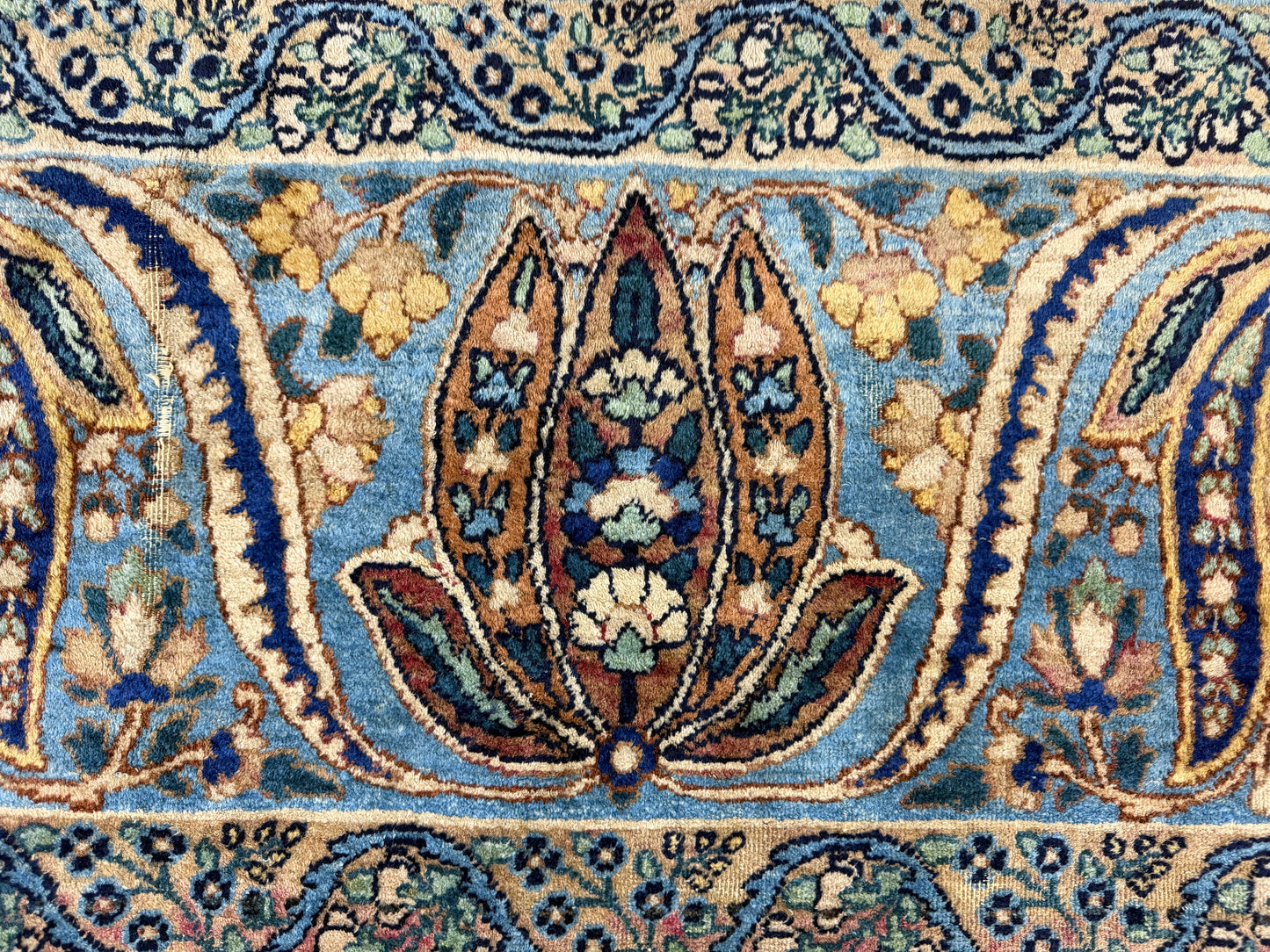 11’x14’10” Antique Hand-Knotted Fine Wool Persian Kerman Area Rug Handmade