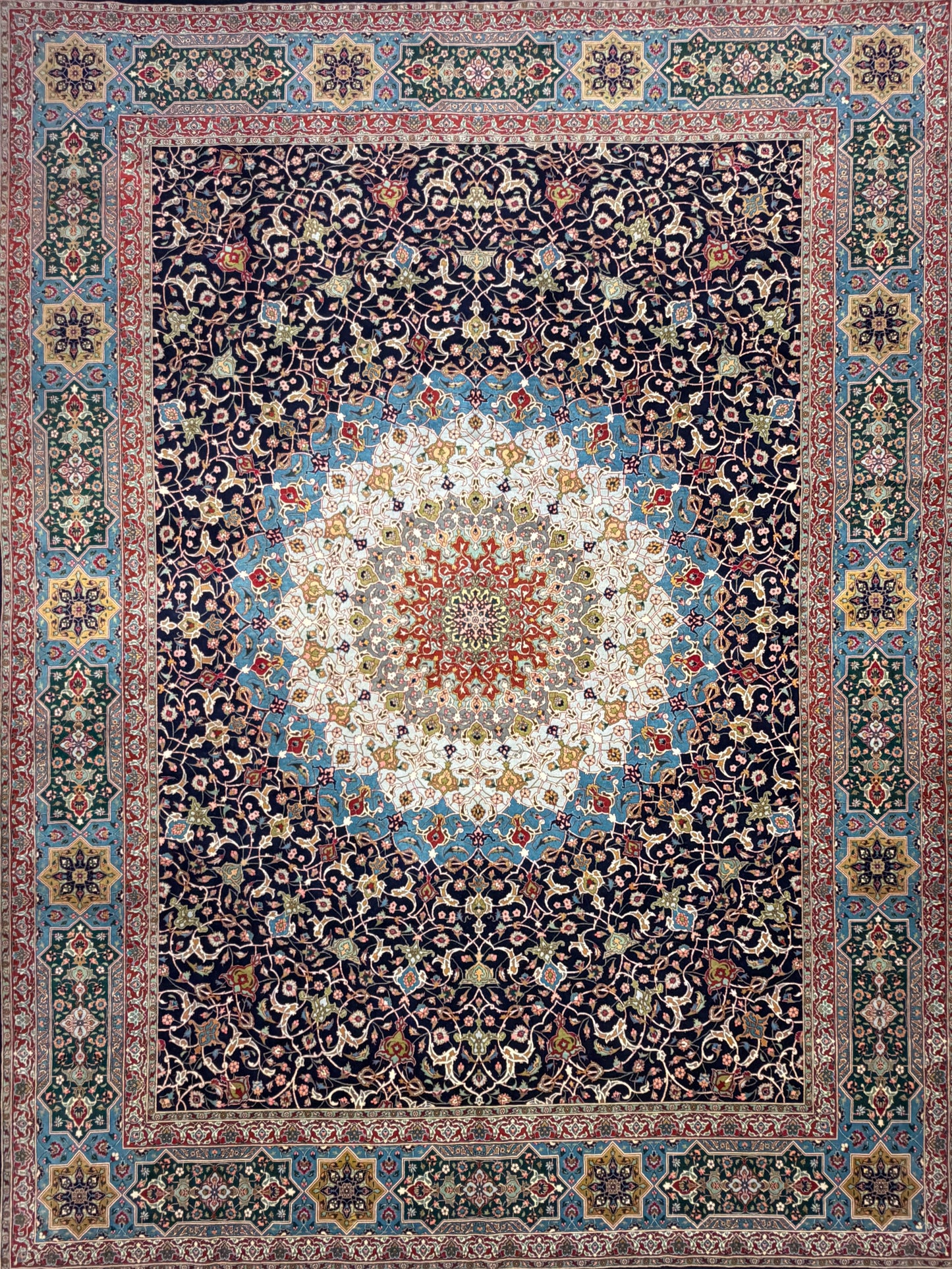 Hand-Knotted 60 Raj Persian Tabriz Rug - Dome Design - 9’8”x12’10”