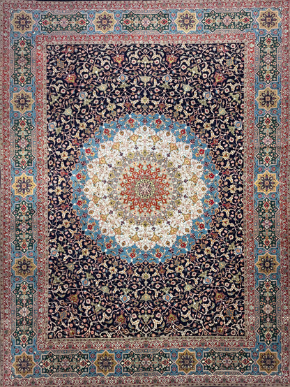 Hand-Knotted 60 Raj Persian Tabriz Rug - Dome Design - 9’8”x12’10”
