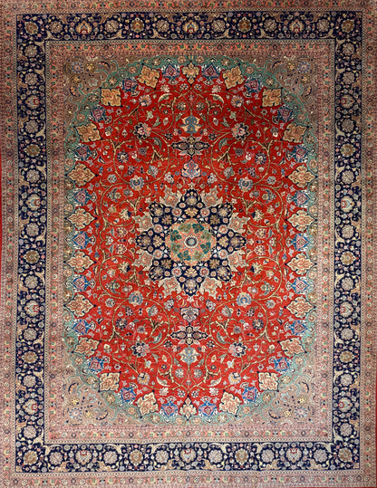 Hand-Knotted Persian Tabriz Rug - 9’9”x12’7”