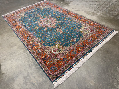 Hand-Knotted 80 Raj Persian Tabriz Rug - Signed Aghazadeh - 5'9"x9'5"