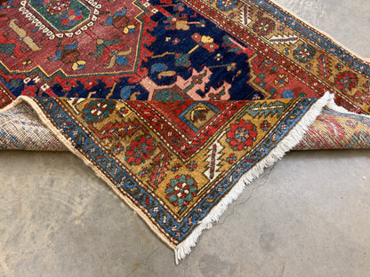 Hand-Knotted Antique Heriz Runner - 3’3”x17’9”