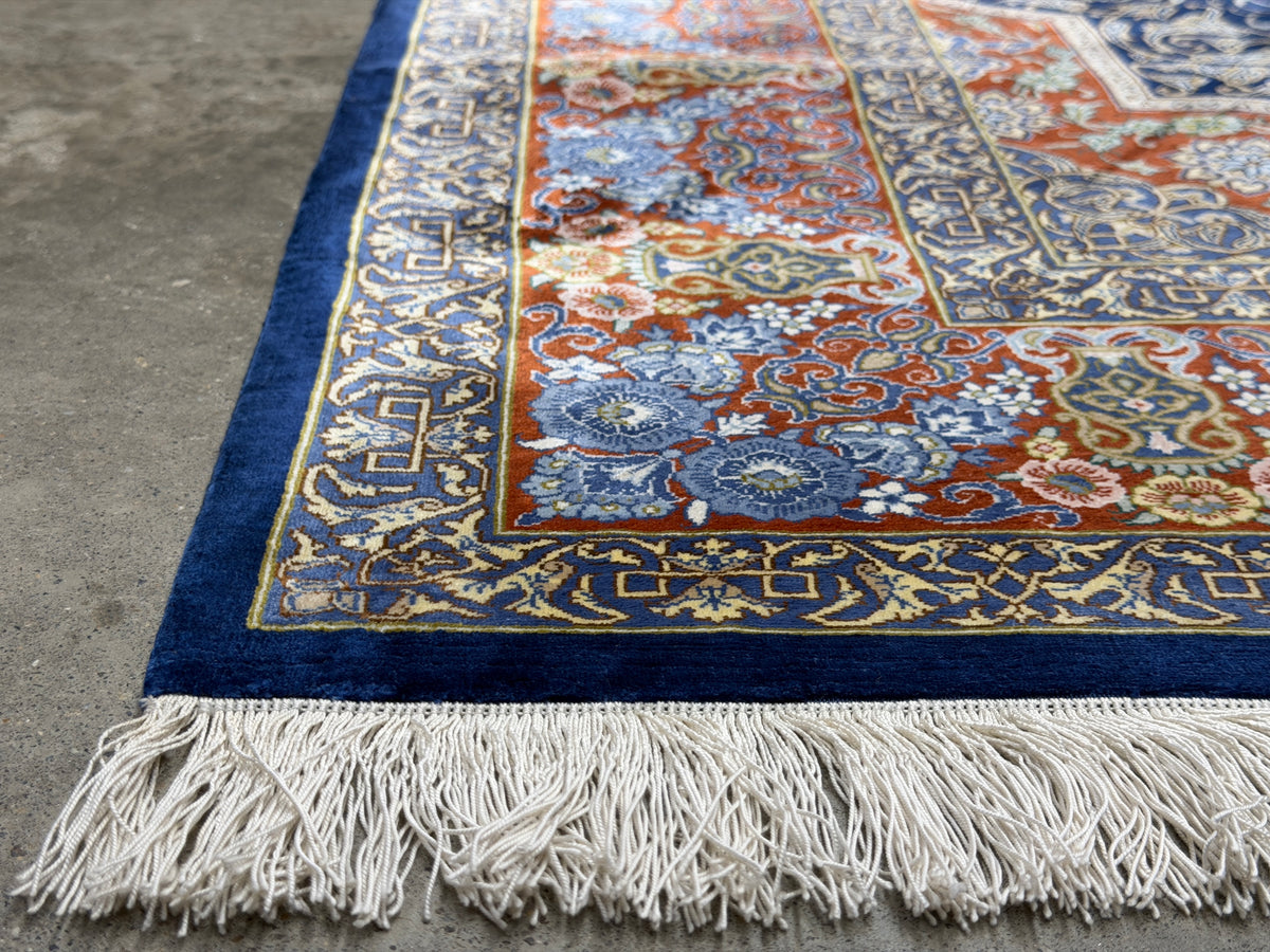 Hand-Knotted Silk Persian Qum Rug - Signed Ahmadi - 4’6”x6’7”