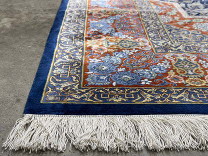 Hand-Knotted Silk Persian Qum Rug - Signed Ahmadi - 4’6”x6’7”