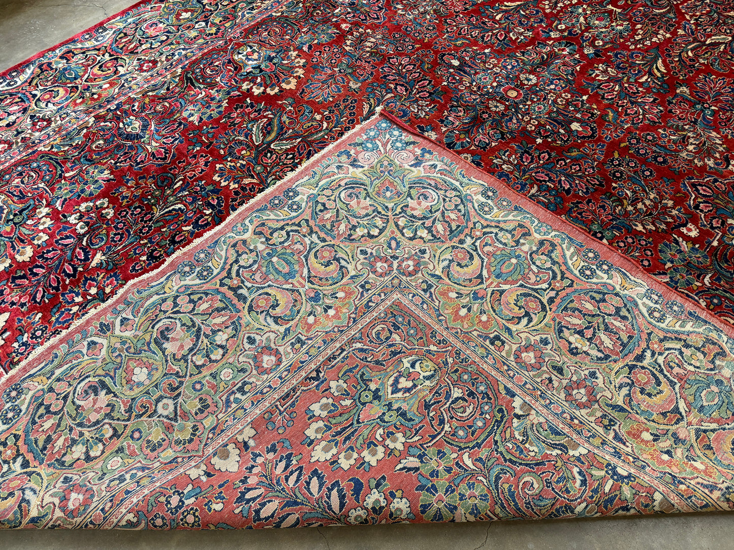 10’10”x15’6” Antique Hand-Knotted Fine Kork Wool Persian Sarouk Area Rug Handmade