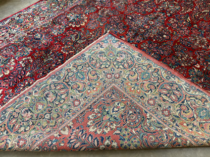 10’10”x15’6” Antique Hand-Knotted Fine Kork Wool Persian Sarouk Area Rug Handmade