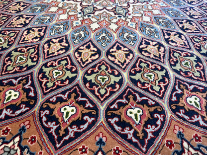 Hand-Knotted 60 Raj Persian Tabriz Rug - Dome Design - 10’x13’4”