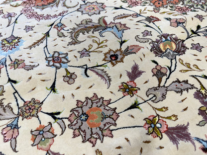 9’8”x13’8” Very Fine Hand-Knotted Persian Tabriz 80 Raj Area Rug