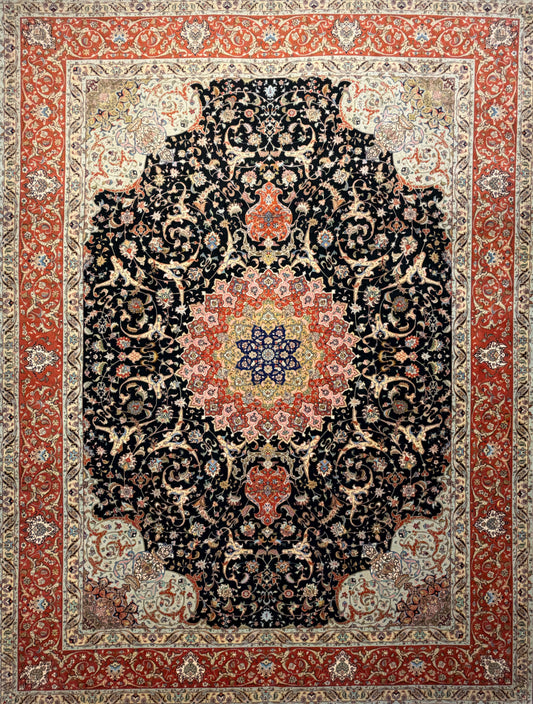 10’x13’ Hand-Knotted 70 Raj Persian Tabriz Rug