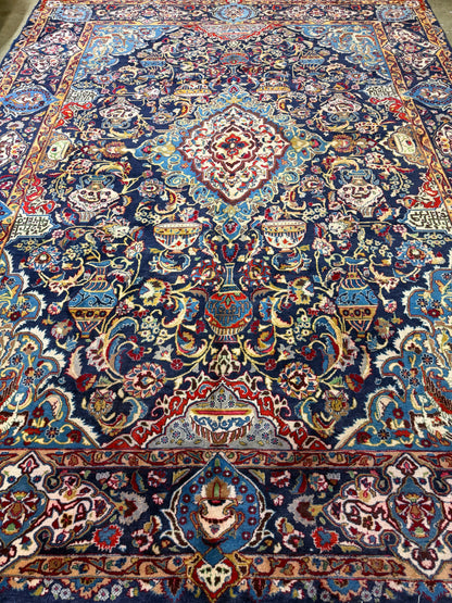 9’9”x13’1” Hand-Knotted Persian Kashmar Pictorial Area Rug