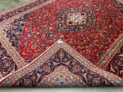 9’6”x12’6” Hand-Knotted Persian Kashan Area Rug