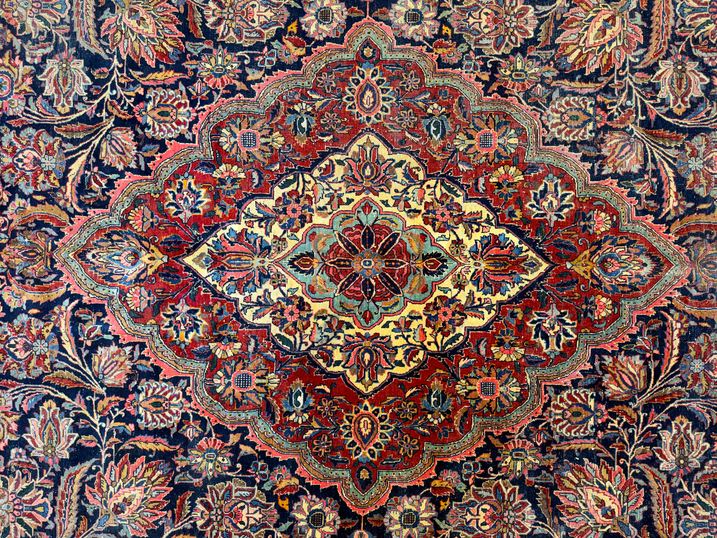 10’x13’7” Very Fine Antique Hand-Knotted Persian Kashan Area Rug