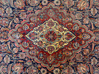 10’x13’7” Very Fine Antique Hand-Knotted Persian Kashan Area Rug