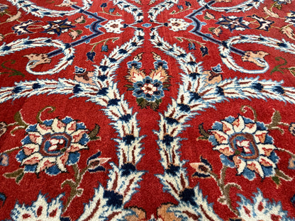 10’2”x14’2” Very Fine Vintage Hand-Knotted Wool Isfahan Persian Rug 10x14 Red All-Over Handmade Carpet