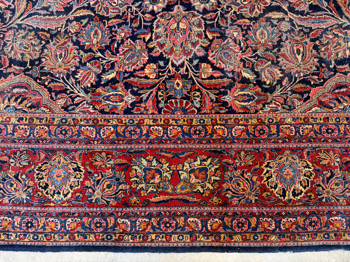 10’x13’7” Very Fine Antique Hand-Knotted Persian Kashan Area Rug