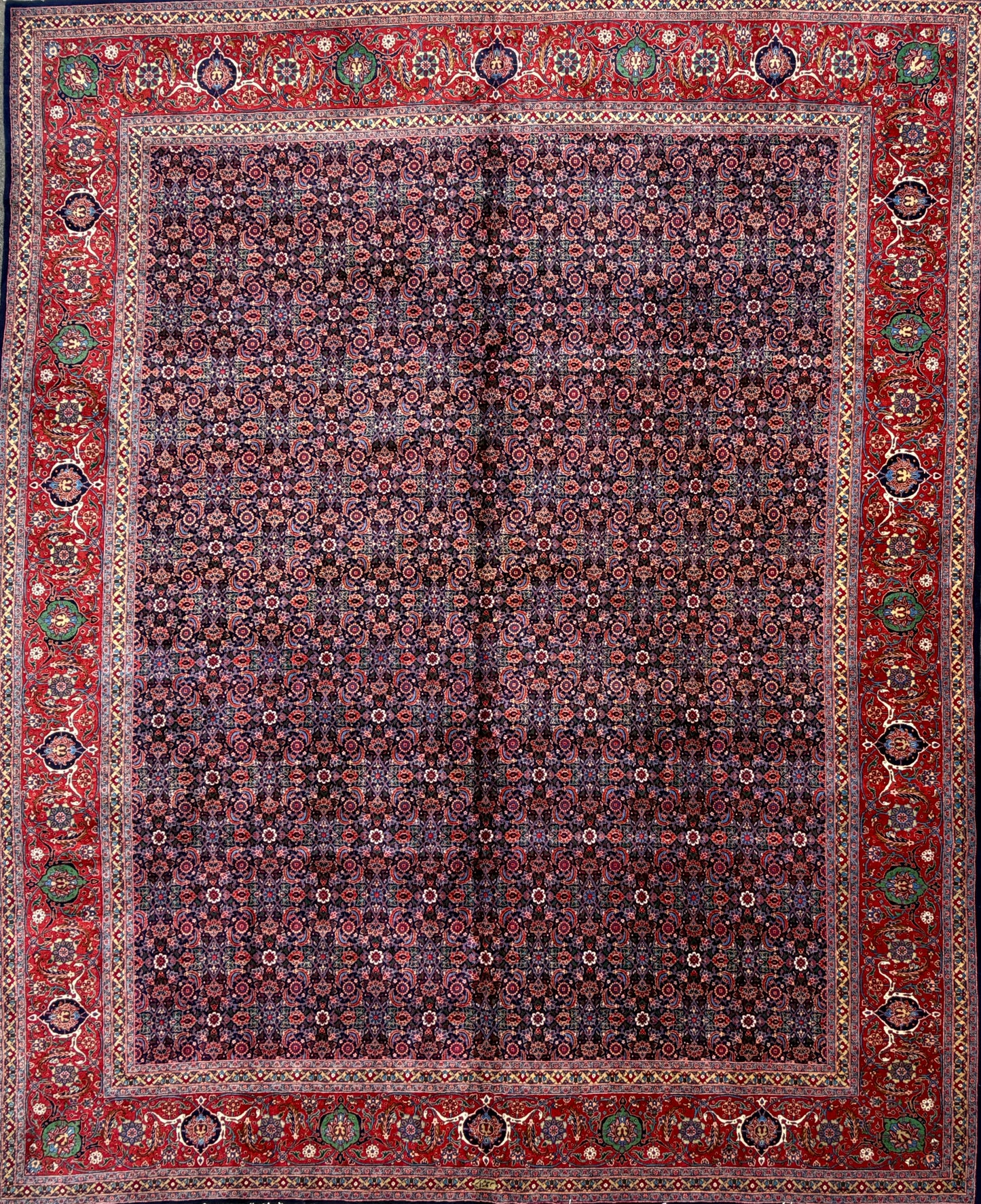 Hand-Knotted Persian Herati Rug - Signed Torabpour - 13’x15’9”