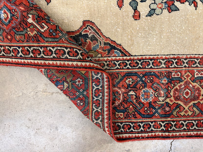 4’3”x6’5” Antique Hand-knotted Wool Kashan Persian Rug 4x6 Animal Handmade Carpet