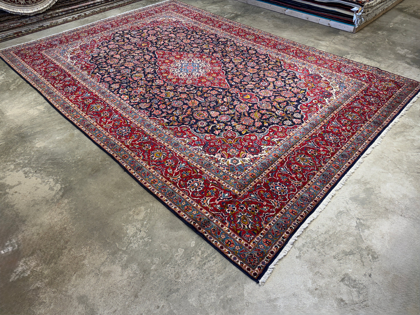 Hand-Knotted Persian Kashan Rug - 9’11”x14’3”