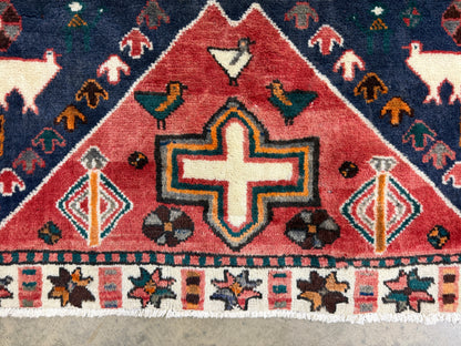 Hand-Knotted Persian Hamadan Rug - 4'6"x6'9"