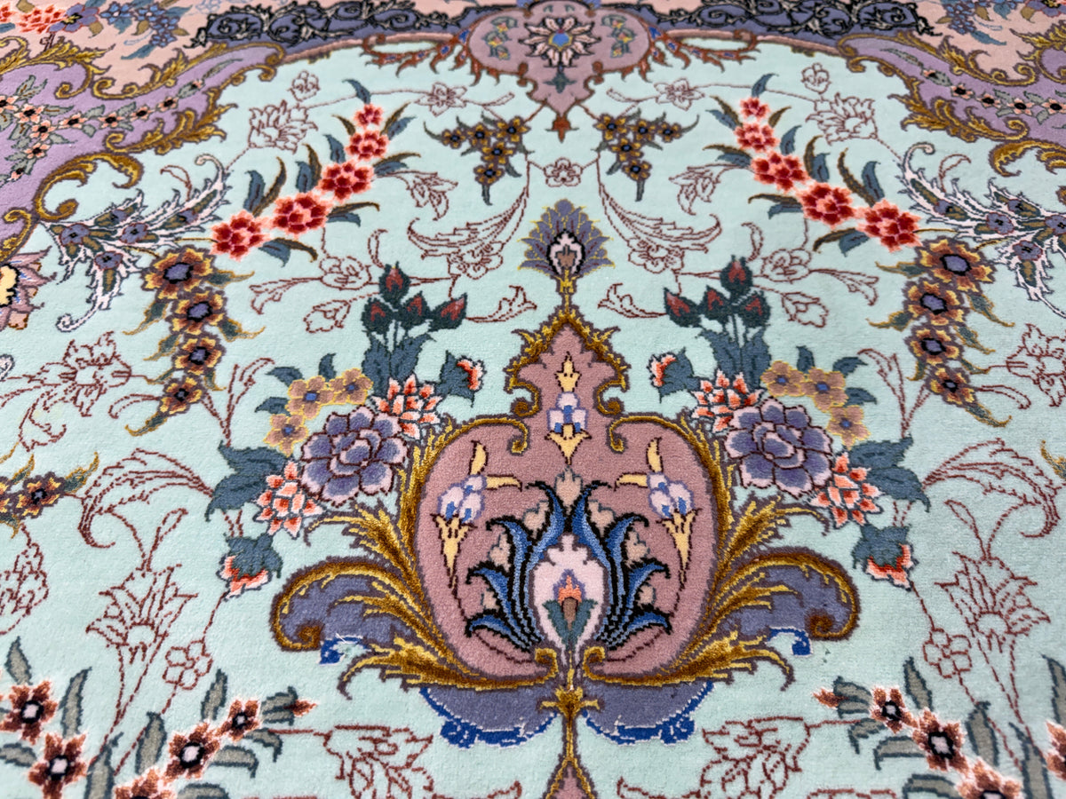 Hand-Knotted 80 Raj Persian Tabriz Rug - 4'10"x7'