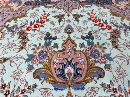 Hand-Knotted 80 Raj Persian Tabriz Rug - 4'10"x7'