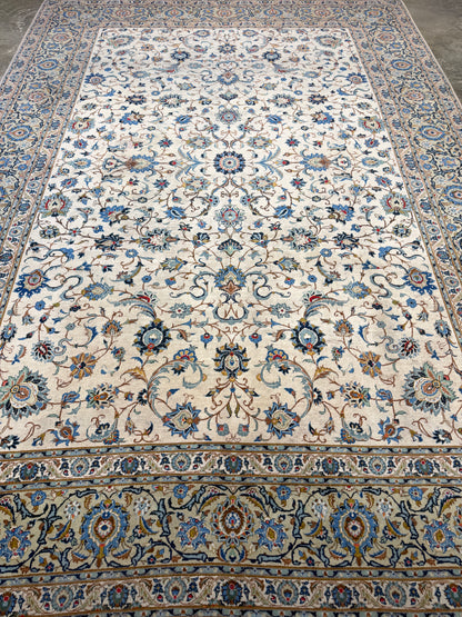 9’6”x12’6” Hand-Knotted Persian Kashan Area Rug