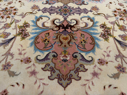 9’10”x13’5” Very Fine Hand-Knotted Persian Tabriz 80 Raj Area Rug