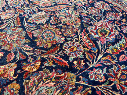 10’x13’7” Very Fine Antique Hand-Knotted Persian Kashan Area Rug