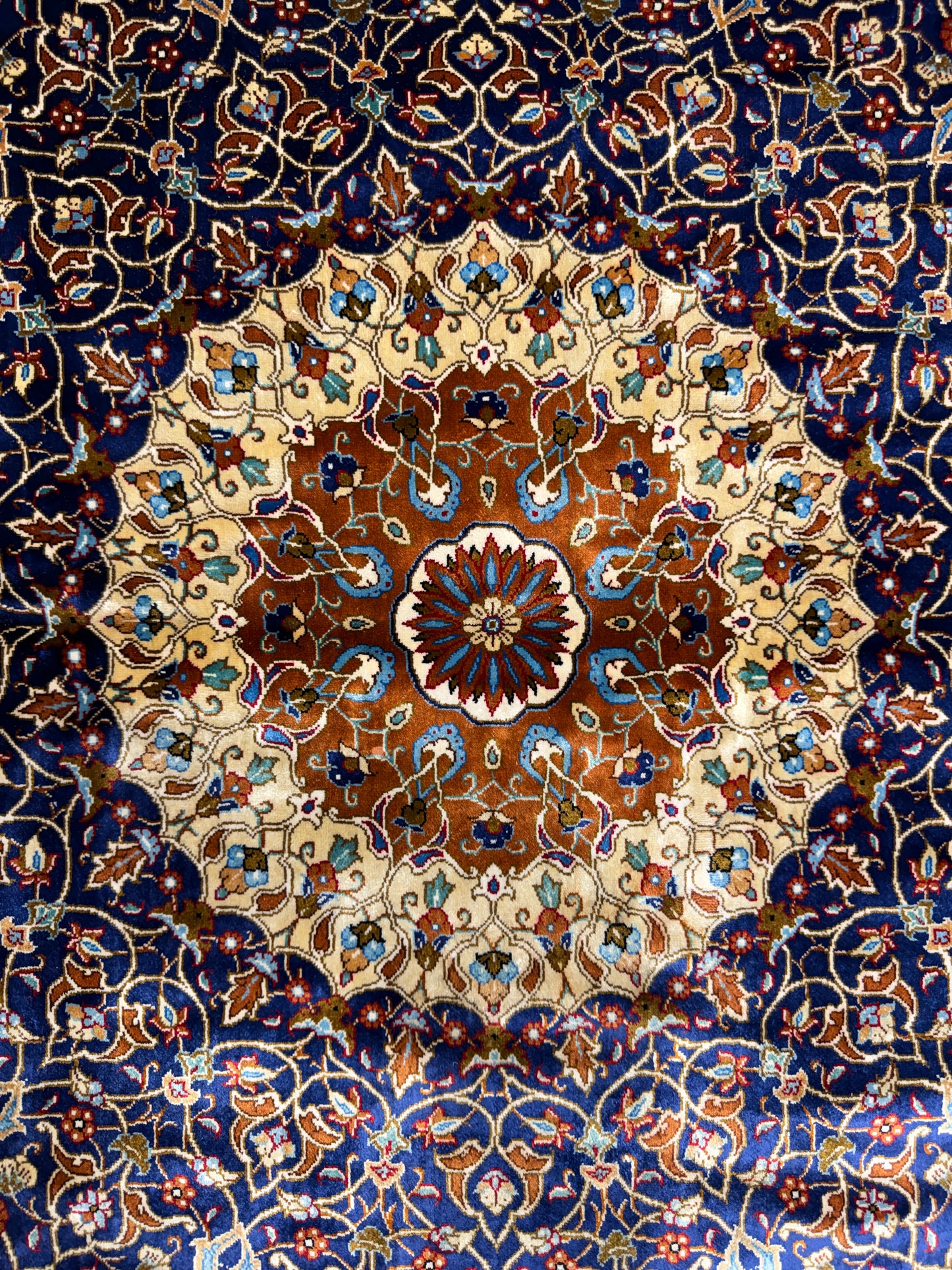 11’3”x16’5” Hand-Knotted 100% Silk Persian Qum Rug - Signed