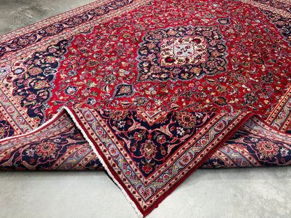 9’6”x12’6” Hand-Knotted Persian Kashan Area Rug