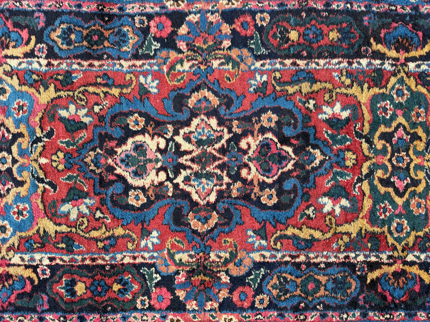 13’6”x21’10” Antique Hand-Knotted Very Fine Wool Persian Kerman Area Rug