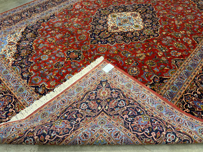 Hand-Knotted Persian Kashan Rug - 9’11”x13’