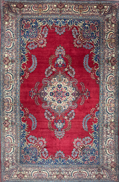 9’11”x15’4” Antique Hand-Knotted Persian Ravar Kerman Area Rug