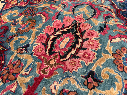 13’6”x21’10” Antique Hand-Knotted Very Fine Wool Persian Kerman Area Rug
