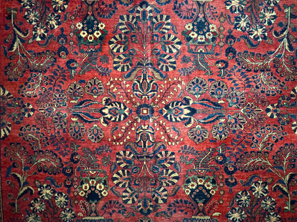 Hand-Knotted Antique Persian Sarouk Rug - 9’x11’7”