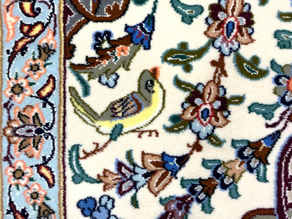 Hand-Knotted Persian Isfahan Rug -Garden of Birds- 3’7”x5’5”