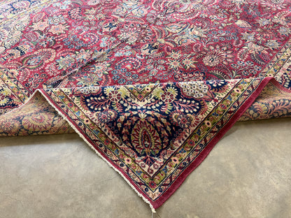 9’11”x13’6” Antique Hand-Knotted Fine Kork Wool Persian Sarouk Area Rug Handmade