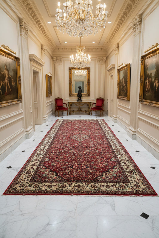 Hand-Knotted Persian Sarouk Rug - 10’x21’8”