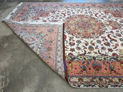9’9”x13’3” Fine Hand-Knotted Persian Tabriz Signed Area Rug