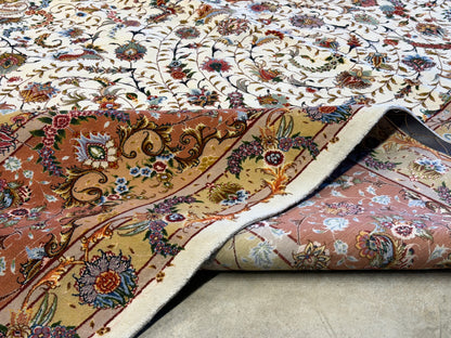 13’x19’8” Very Fine Hand-Knotted Persian Tabriz 80 Raj Signed Area Rug