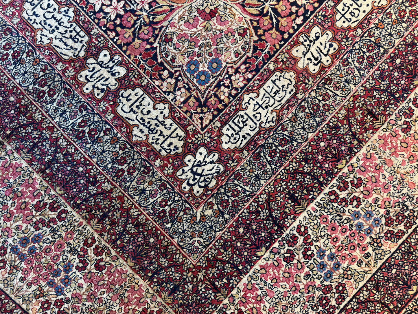 12’11”x21’7” Very Fine Collector Antique Hand-Knotted Signed Persian Kerman Area Rug