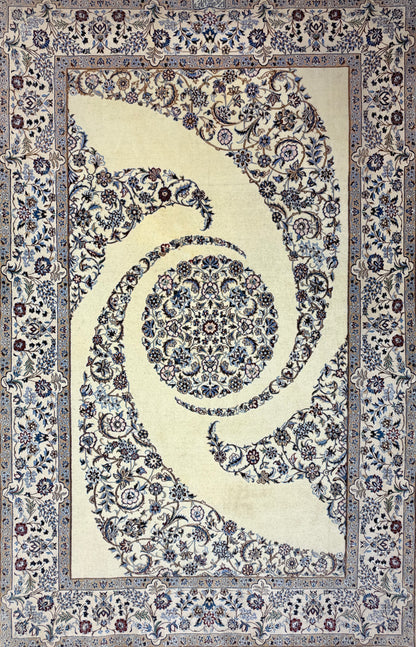 Hand-Knotted 6 La Persian Nain Rug - Signed Habibian - 4'4"x6'8"