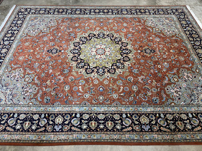 Hand-Knotted 60 Raj Persian Tabriz Rug - 9’9”x13’