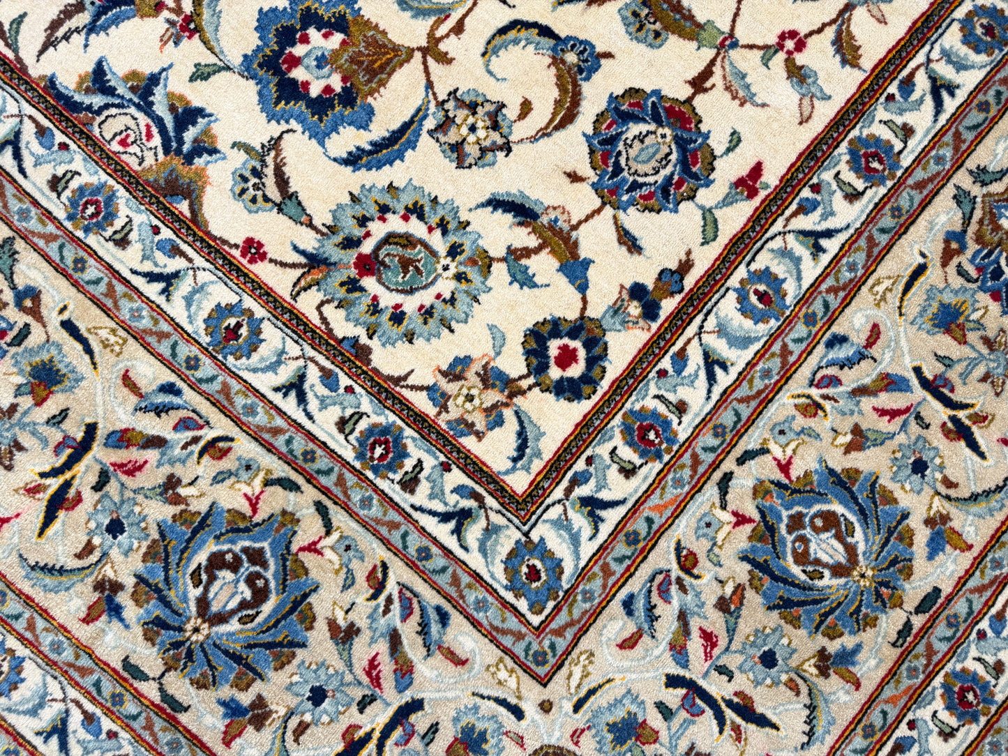 9’9”x13’1” Antique Hand-Knotted Persian Kashan All-over Signed Sanaee Area Rug