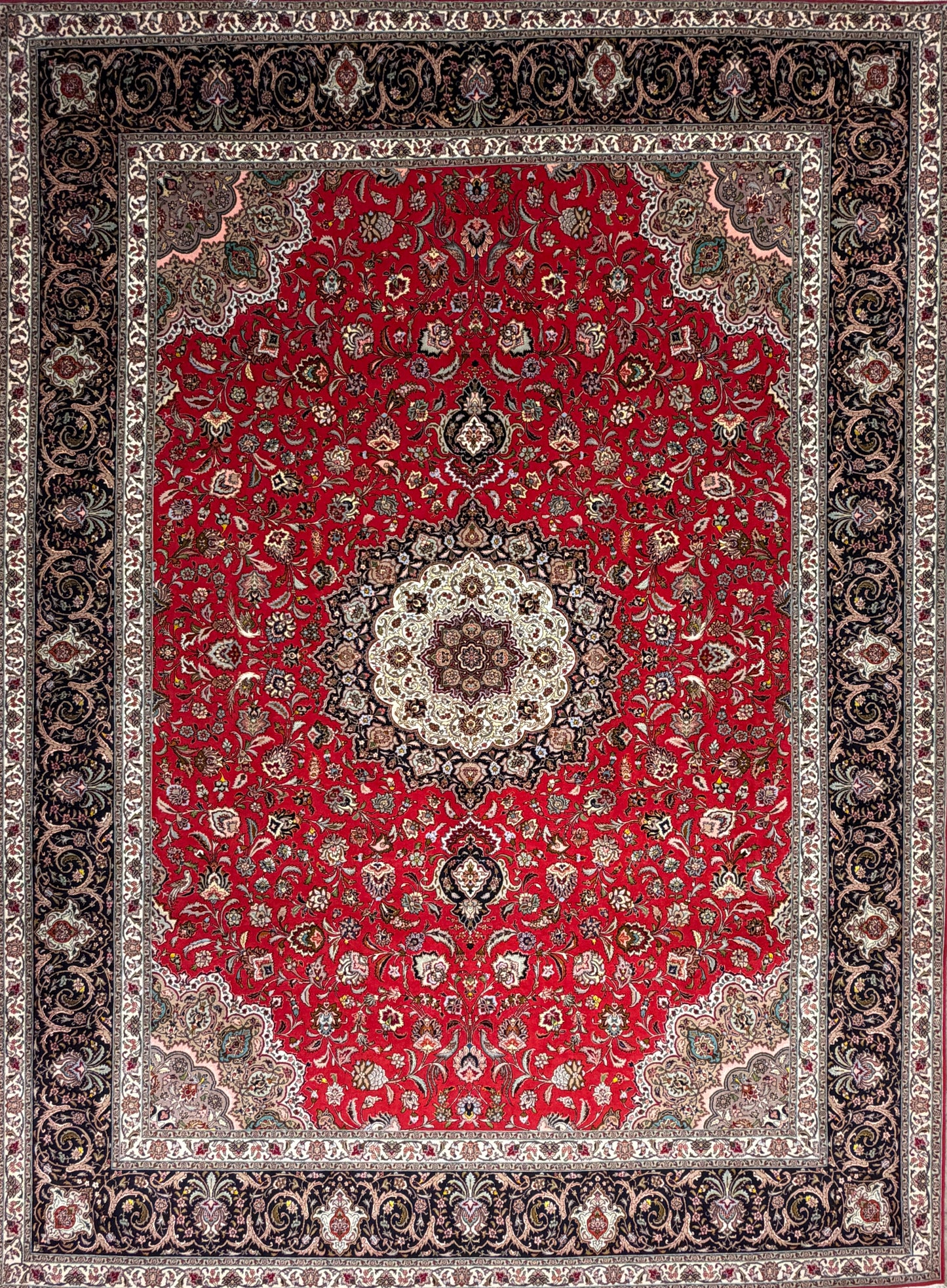 Hand-Knotted 60 Raj Persian Tabriz Rug - 9’9”x13’3”