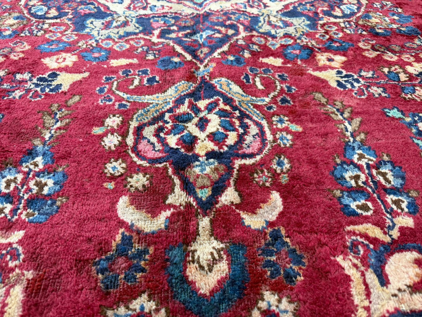 Hand-Knotted Wool Mashad Rug - 9’7”x12’5”