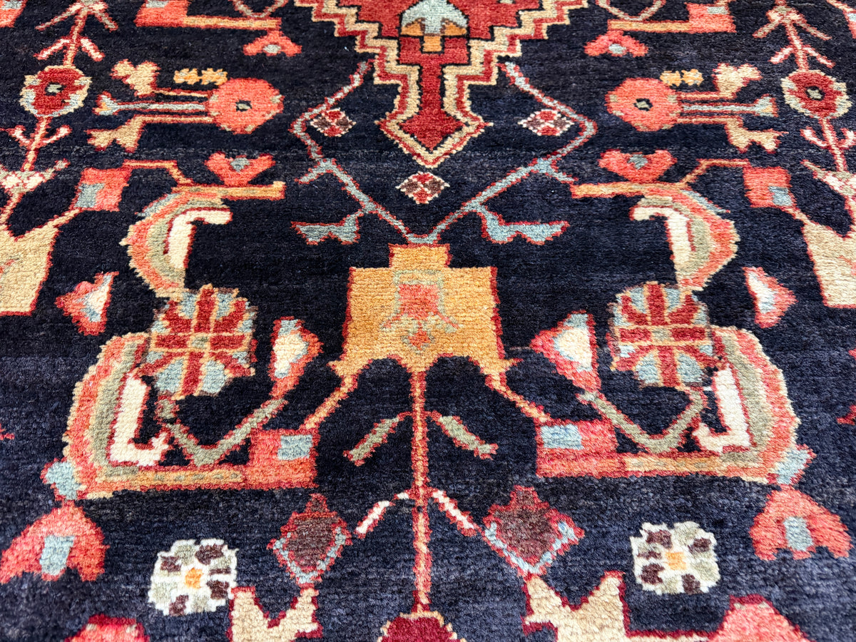 Hand-Knotted Persian Hamadan Rug - 5'2"x8'7"