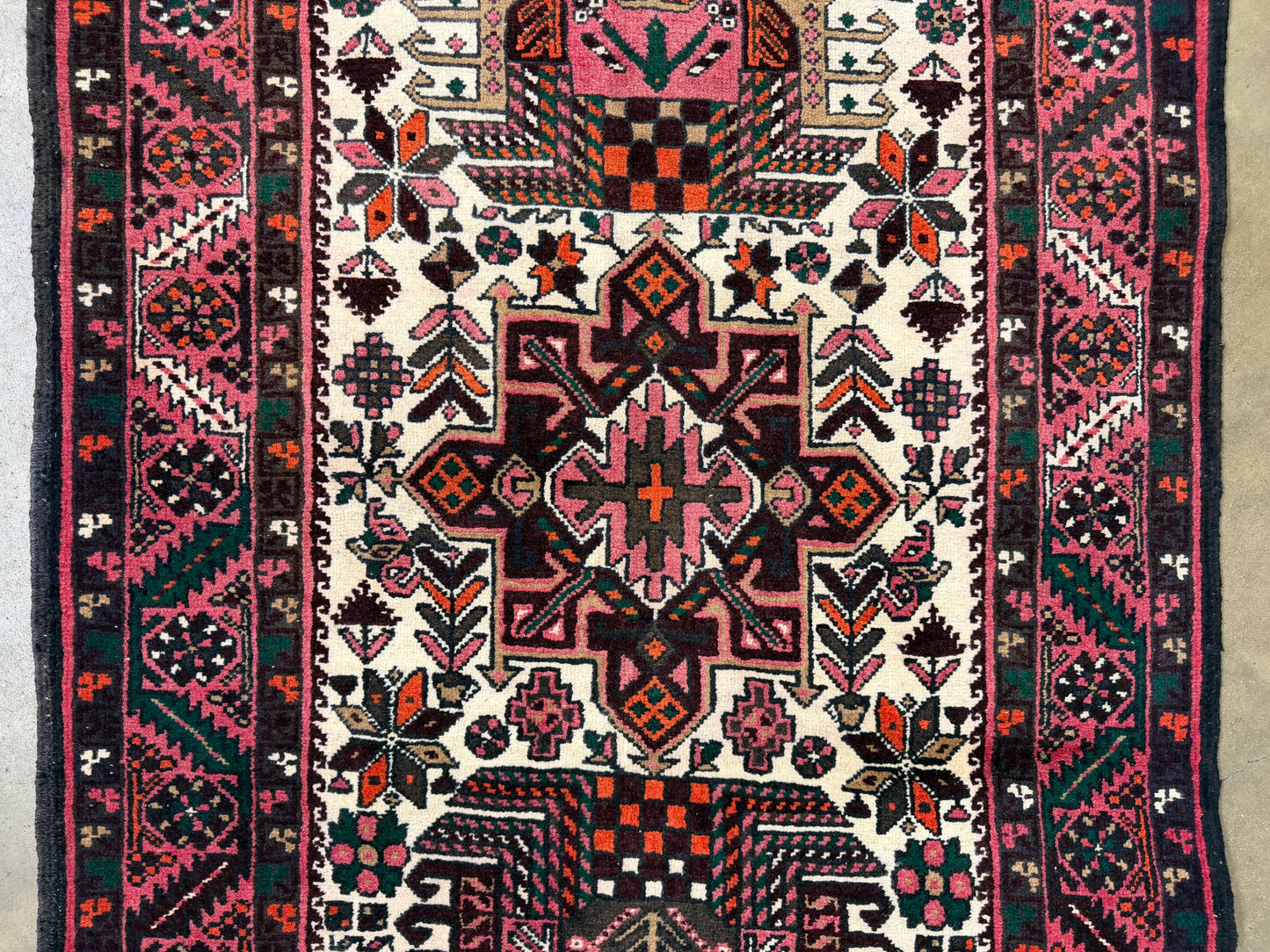 3’1”x18’4” Hand-Knotted Wool Heriz Persian Runner 3x18 Handmade Pink Rug