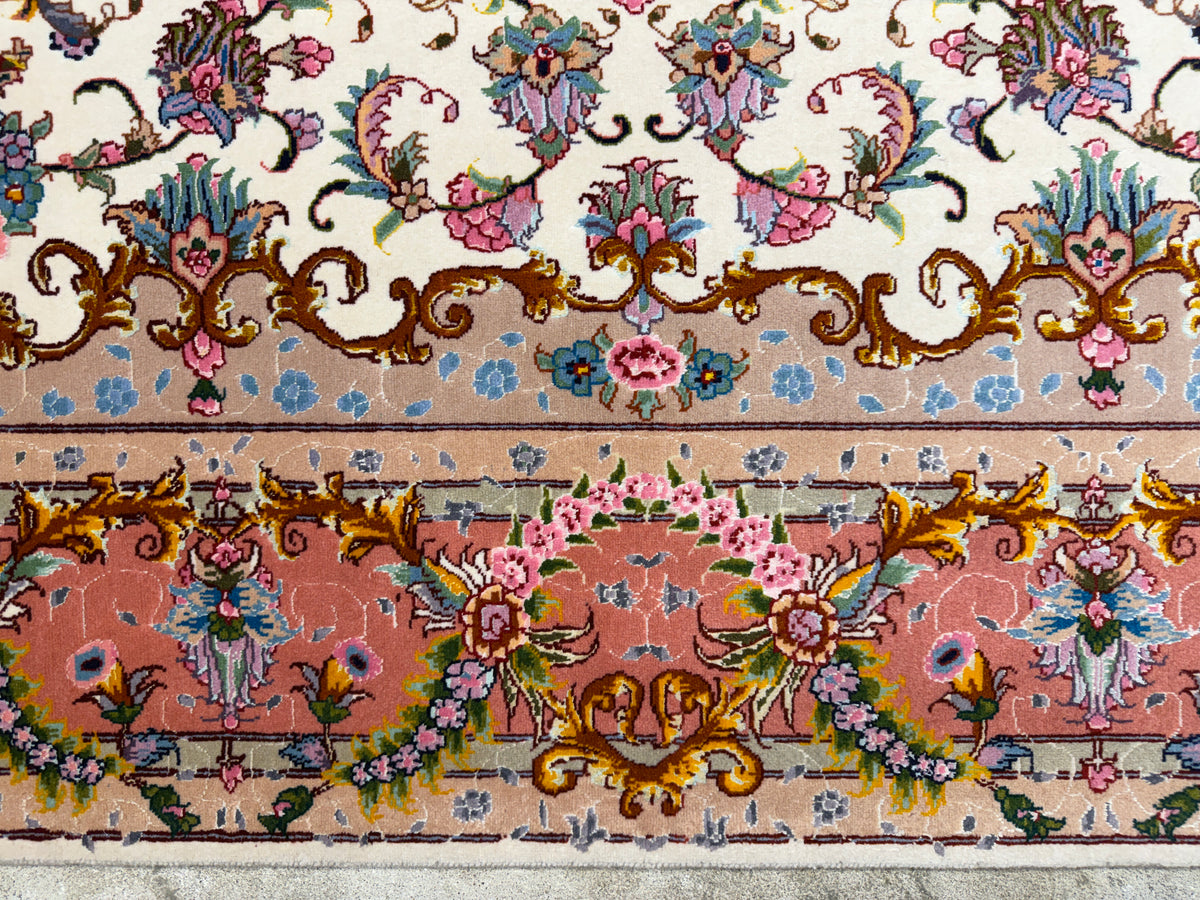 Hand-Knotted 60 Raj Persian Tabriz Rug - 4'11"x6'9"